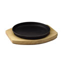 Сковорода круглая без ручек на деревянной подставке D=20 см кт517